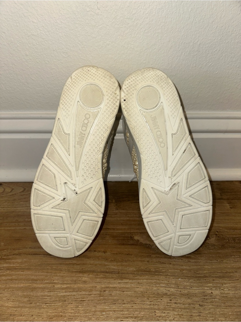 Jimmy Choo White Pearl-Embellished Leather Sneakers - Picture 11 of 11